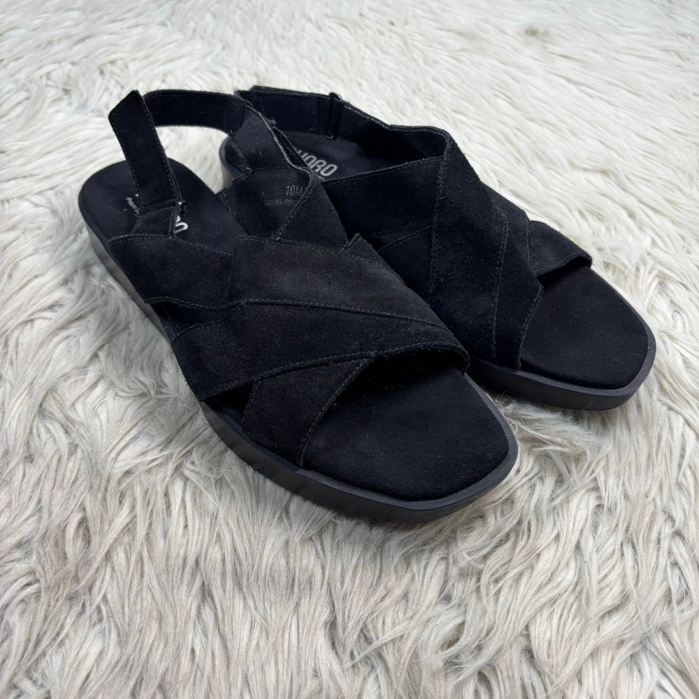 Munro Women's 10 M Black Suede Micah Slingback Sandal Minimalist Lagenlook Artsy